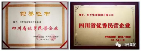 川開(kāi)集團被評為四川省優(yōu)秀民營(yíng)企業(yè)